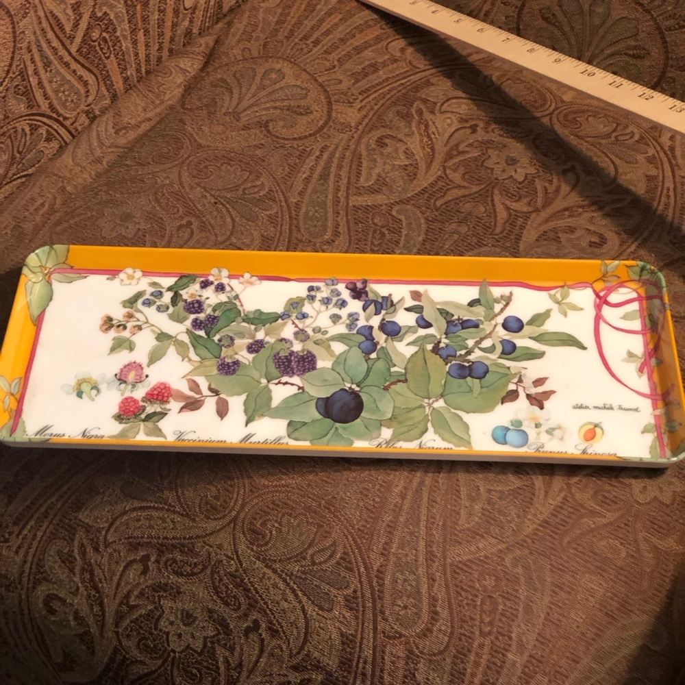 Vintage Botanical Fruit melamine Serving Tray - Yellow Border